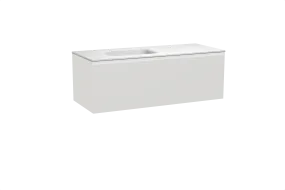 Balmani Idra meuble salle de bains suspendu 135 x 55 cm blanc mat avec Tablo Arcato plan vasque asymétrique à gauche en solid su