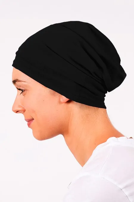 Bandeau pour chimiothérapie et pelade à motif Foxy et son bonnet assorti