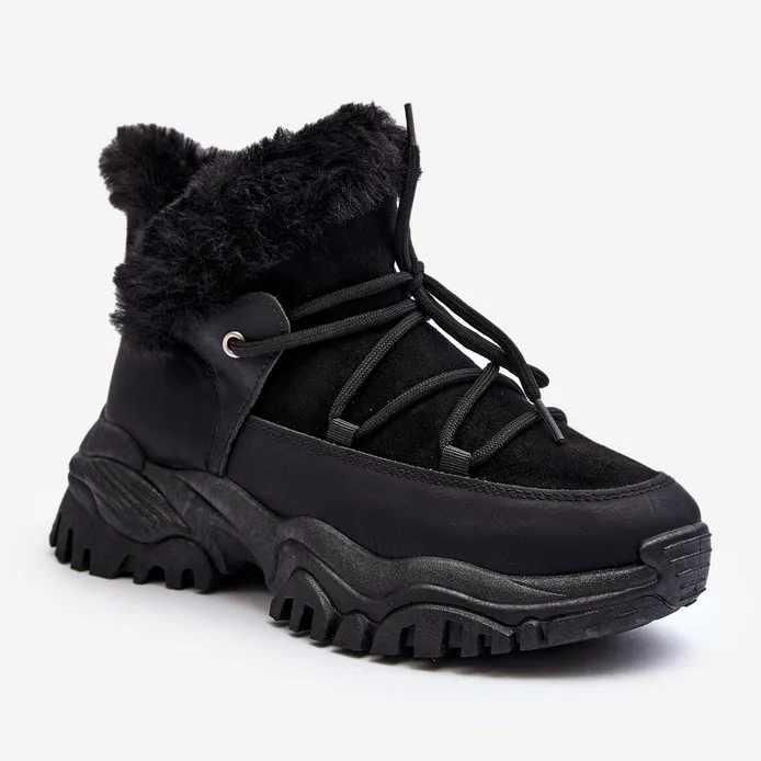 Bottes Trappeuses Pour Femmes Avec Fourrure Noir Cresandi le noir