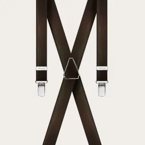 Bretelles fines en satin marron | BRUCLE