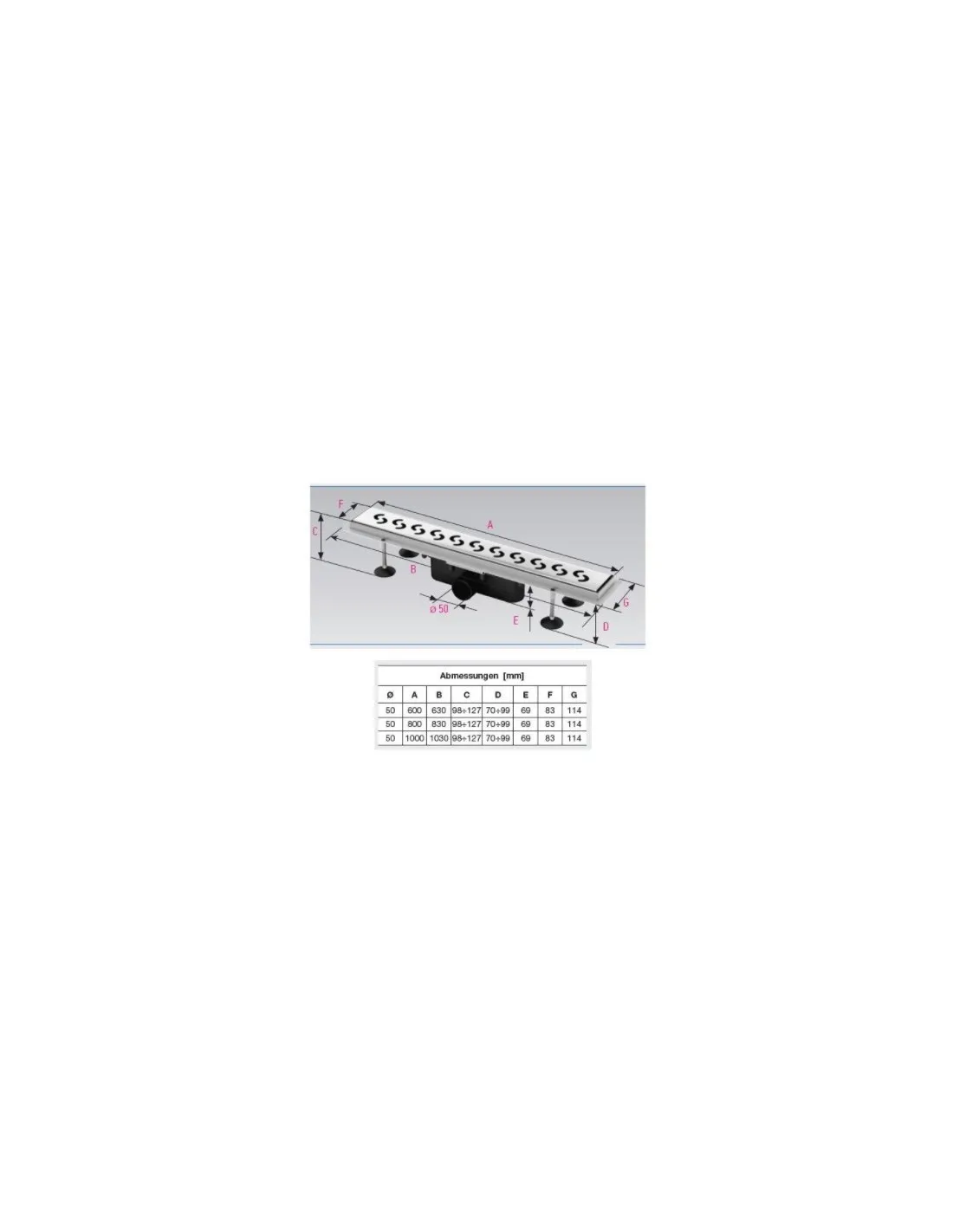 Caniveau de douche avec grille inox Réf. PLAIN - Sélection Plomberie Online