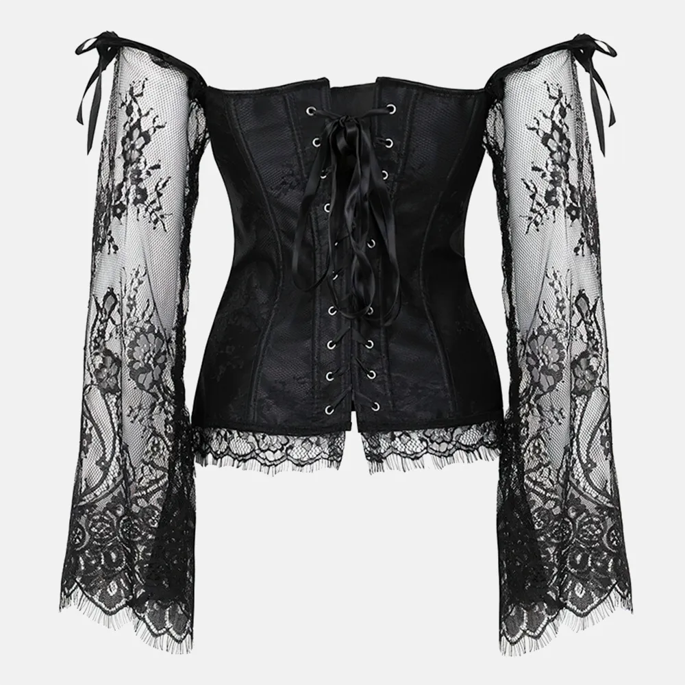 Corset bustier noir en dentelle