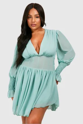 Grande taille - Robe patineuse en mousseline de soie