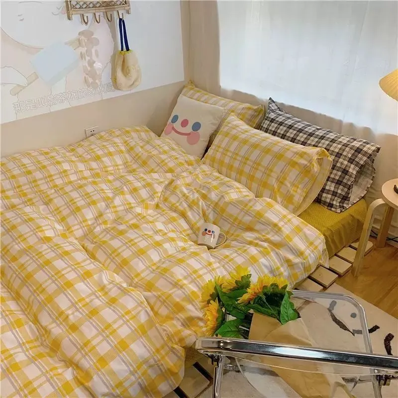 Housse De Couette A Carreaux Simples Vintage