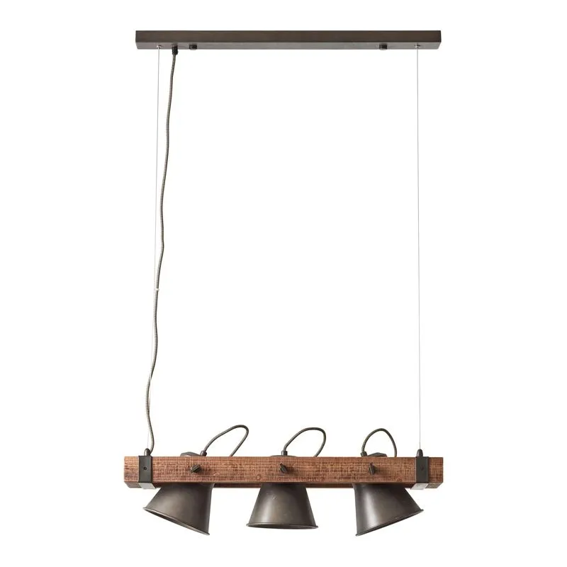 Industriële hanglamp Audrey, zwart, hout