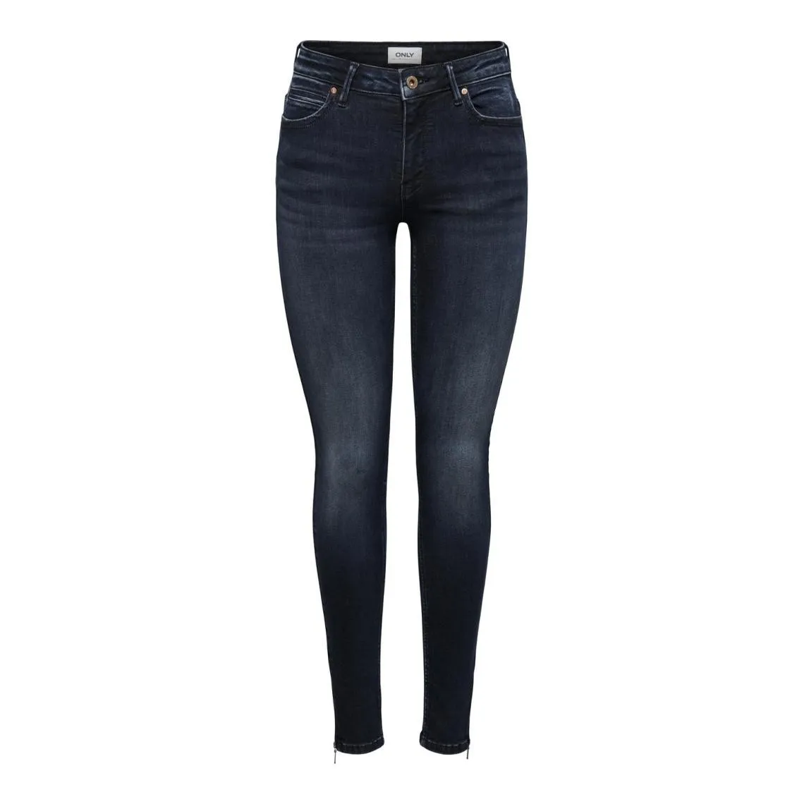 Jean skinny braguette zippée taille moyenne bleu foncé en coton Maud | 3 Suisses