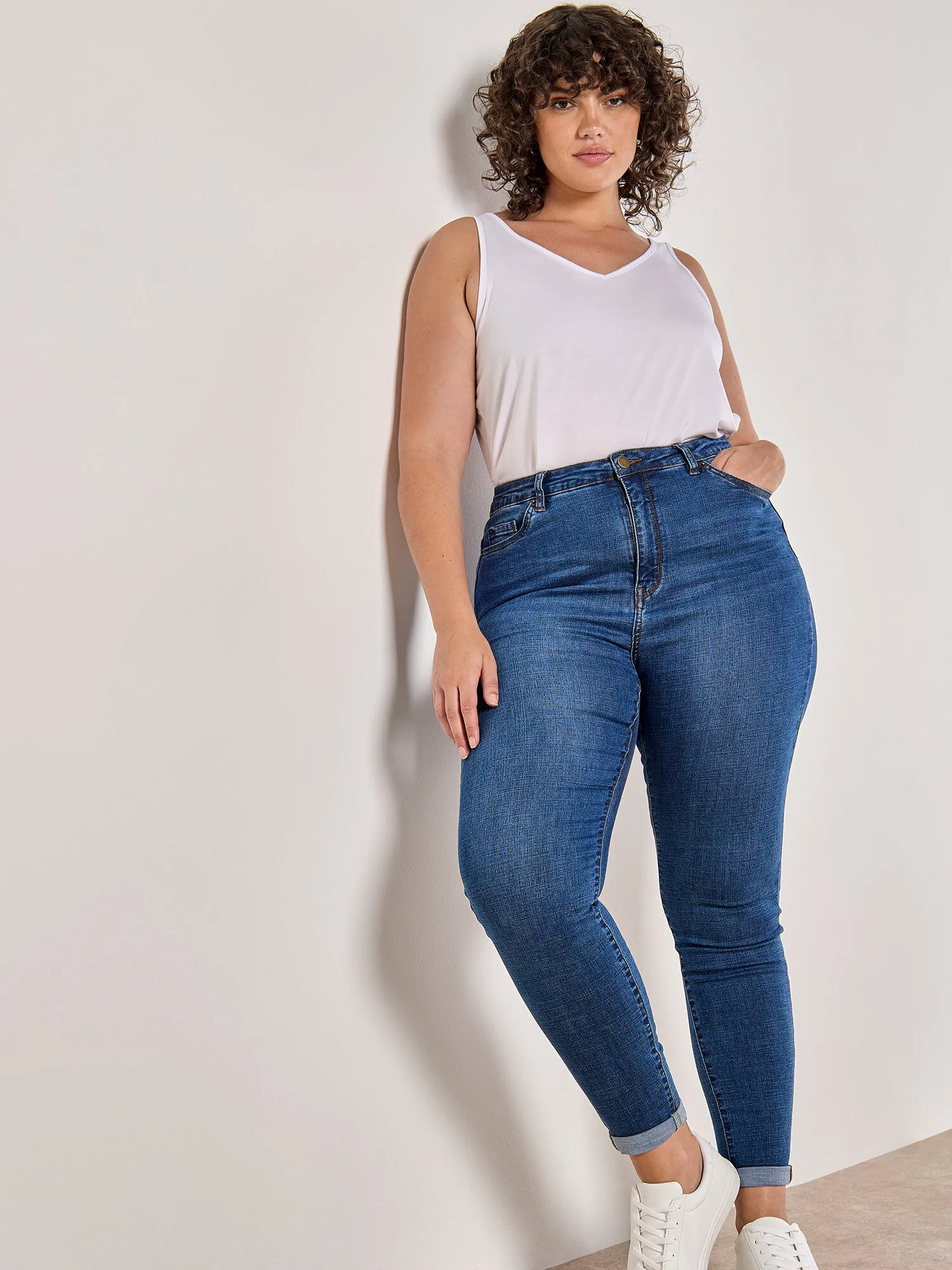 Jean Skinny Taille Haute Curve Sade Vêtements Apricot