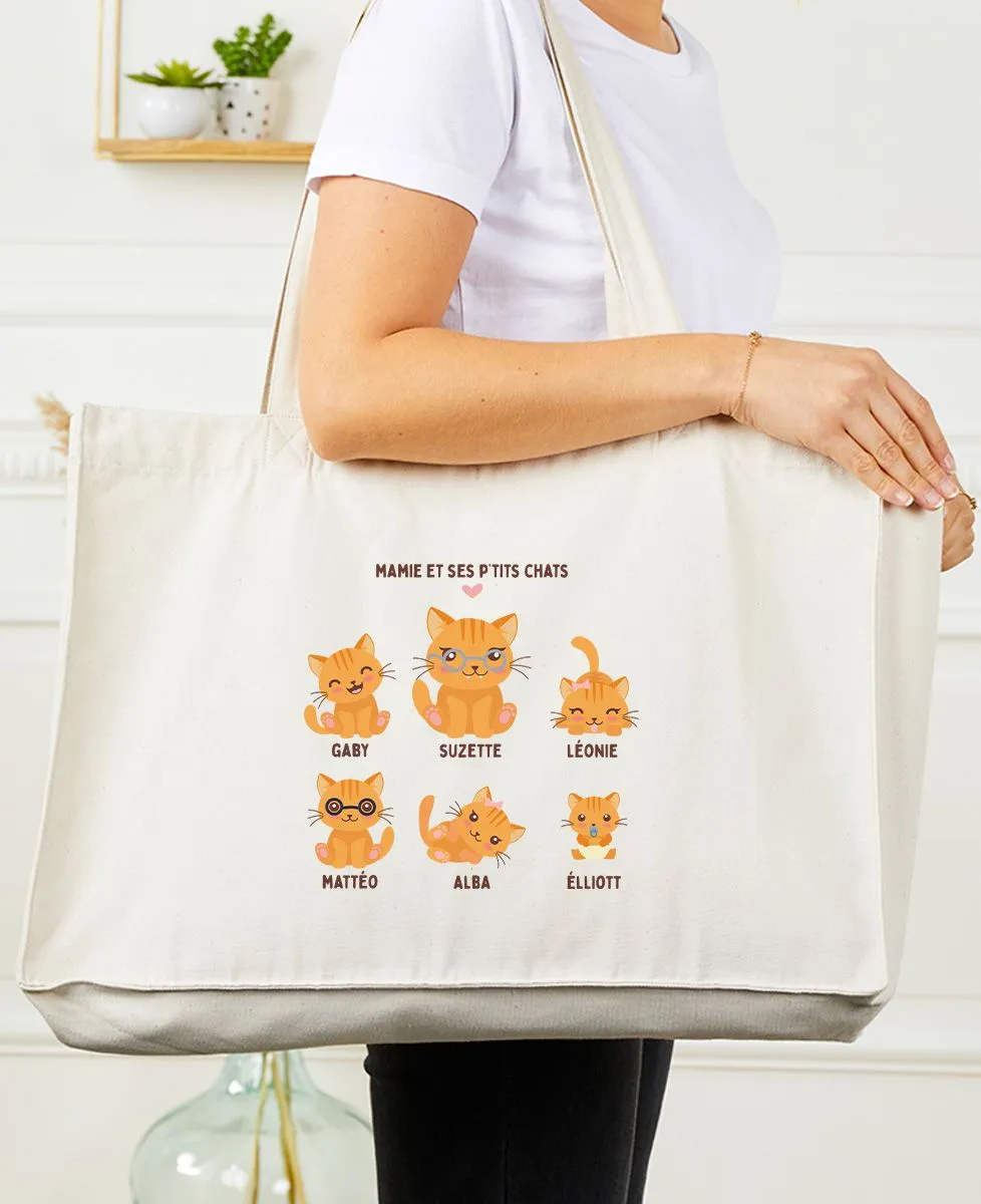 Maxi totebag Mamie et ses petits chats