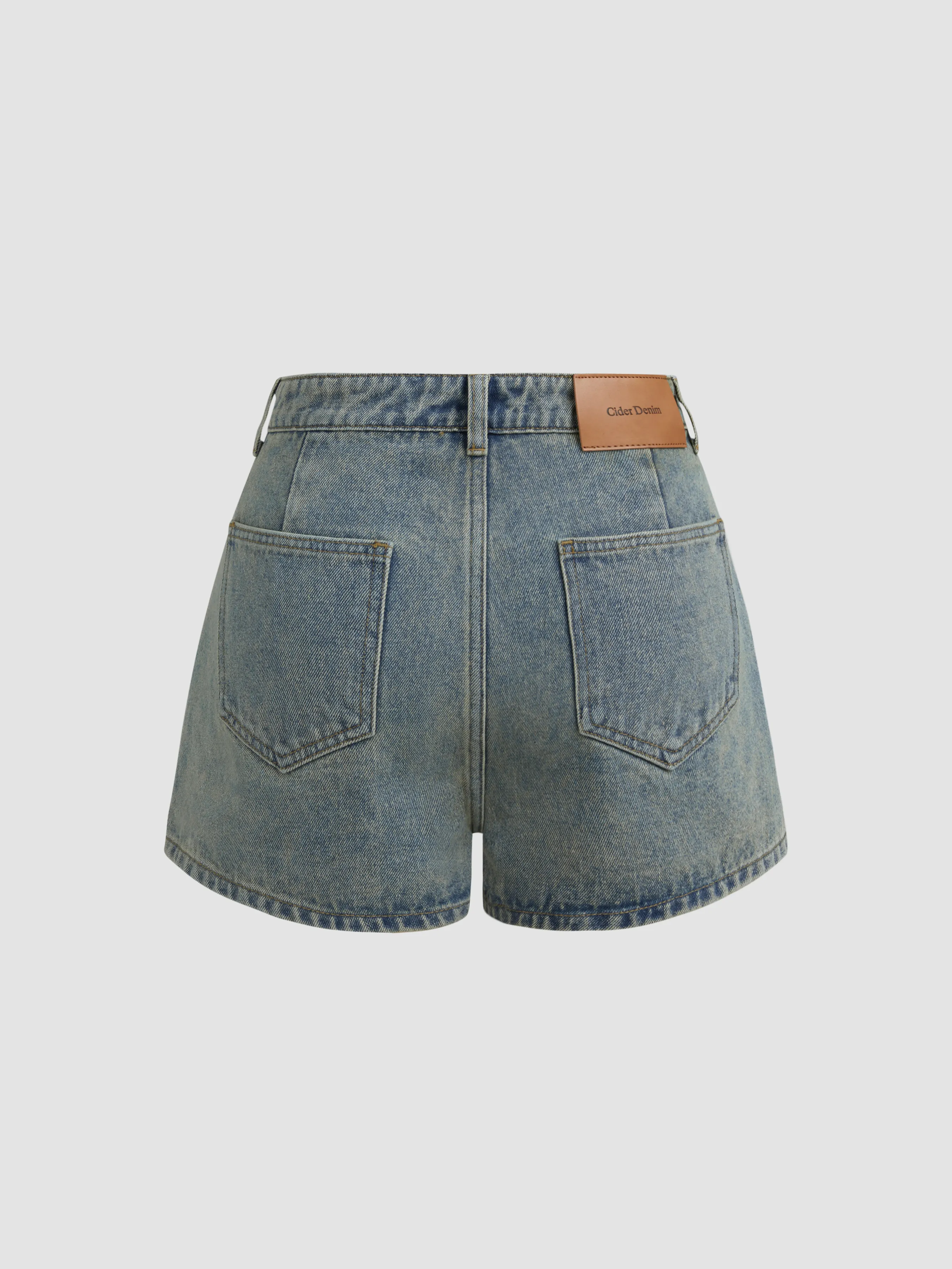 Mini jupe-short en denim taille basse unie Cider