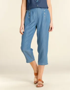 Pantacourt lyocell bleu - Pantalons