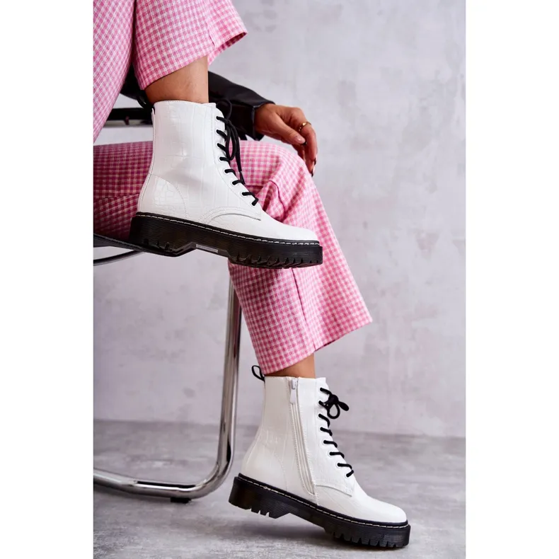 PG1 Bottes en peau de serpent chaudes blanches pour femmes Salma
