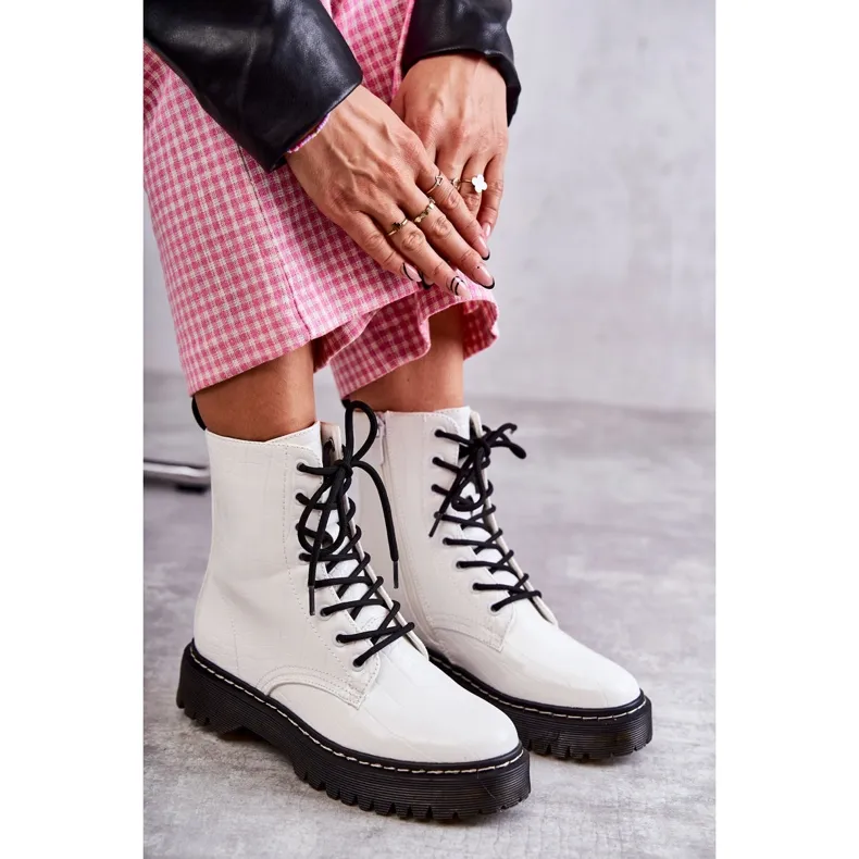 PG1 Bottes en peau de serpent chaudes blanches pour femmes Salma