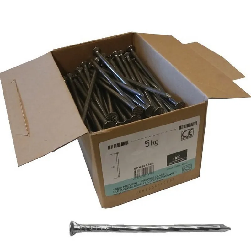 Pointes torsadées tête plate acier brut 5.5X140 5KG 