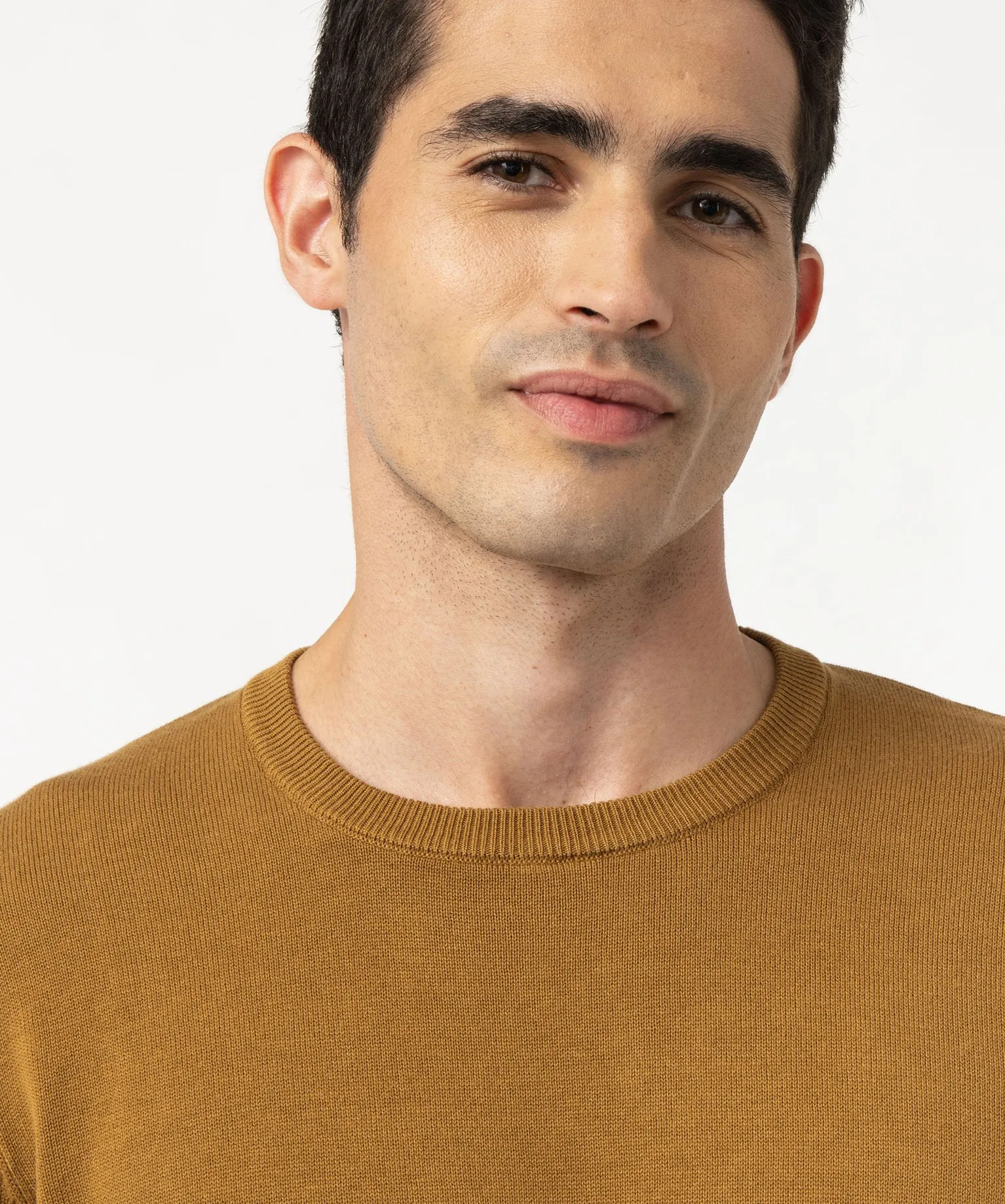 pull homme a col rond en coton brun pulls
