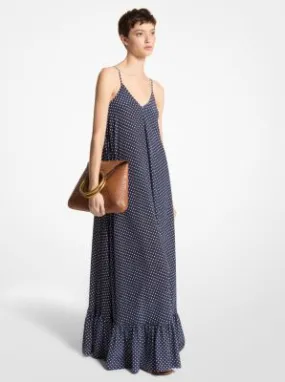 Robe à bretelles ornée de pois en crêpe de Chine de soie biologique