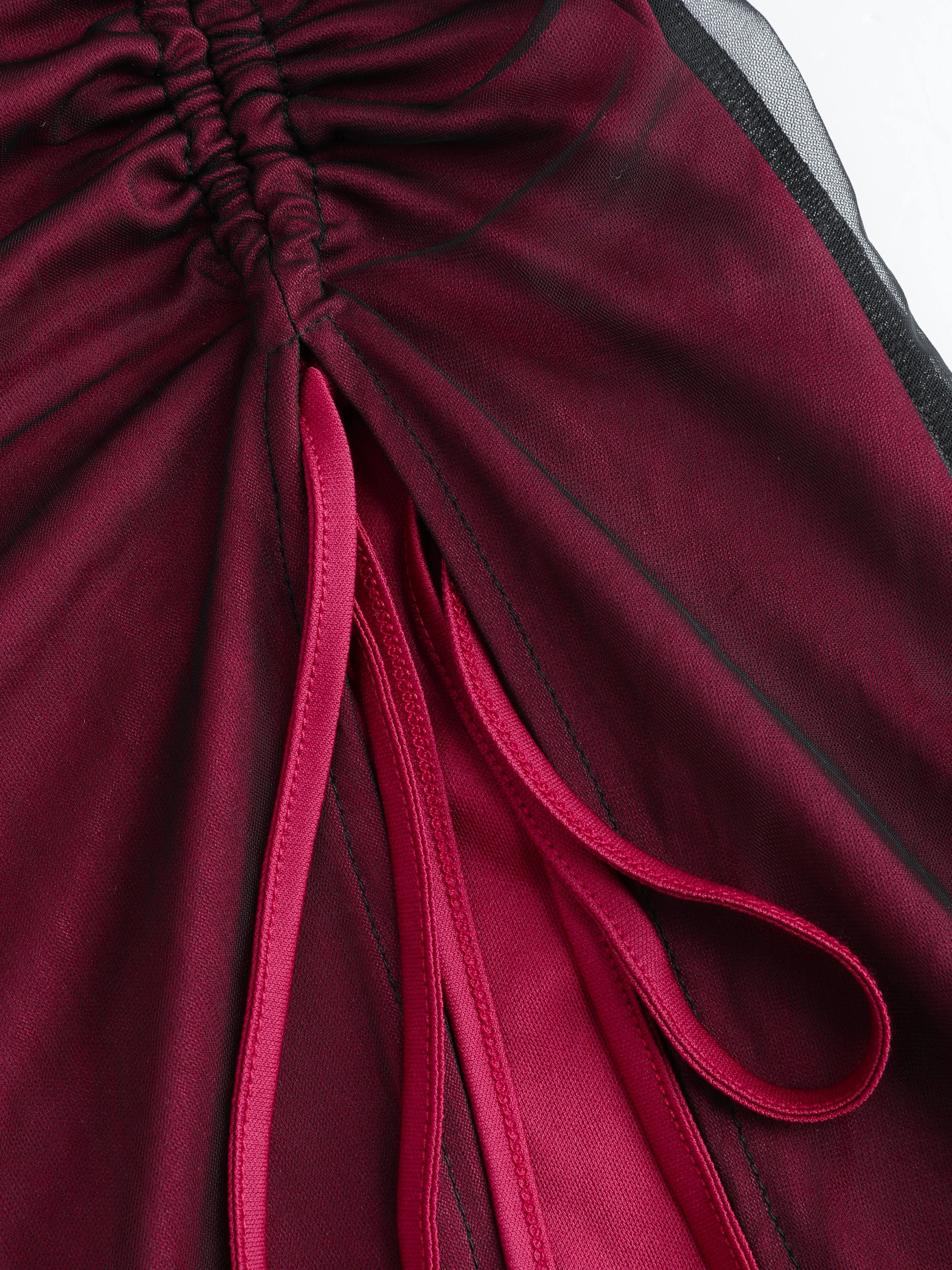 Robe maxi froncée à cordon en maille
