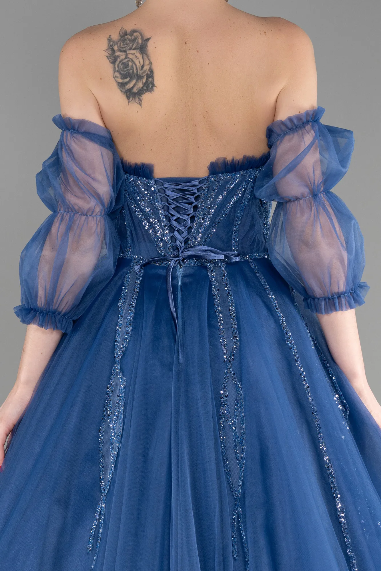 Robes De Soirée Grande Taille Longue Indigo ABU3617