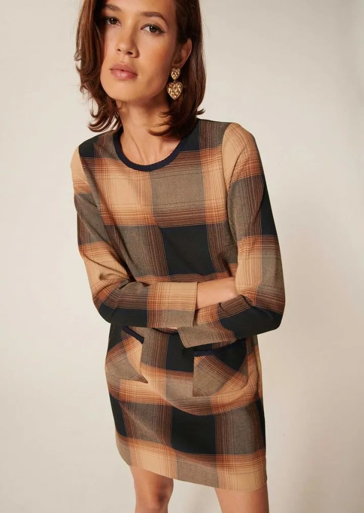 Robes TARA JARMON Femme | Robe Raijan camel en tartan