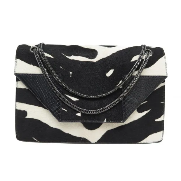 SAINT LAURENT SACS A MAIN betty medium motif zebra poulain et python - 314515 porté bandoulière