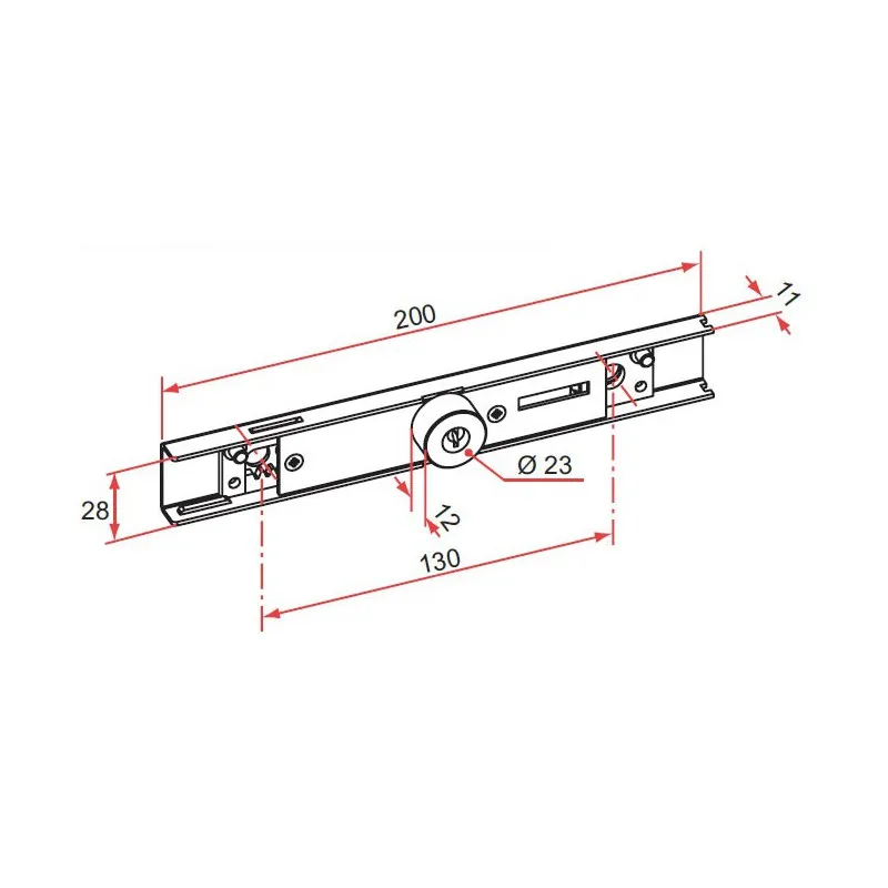 Serrure pour volet roulant a encastrer 200x28 TIRARD