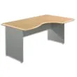 SIMMOB Bureau compact 160 x 80/100 cm retour à droite hêtre + voile de fond couleur alu