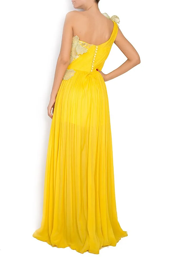 Style Up Robe en mousseline de soie avec applications de dentelle Fabiana
