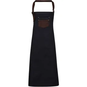 Tablier à Bavette Division Indigo Marron Denim - TOPTEX