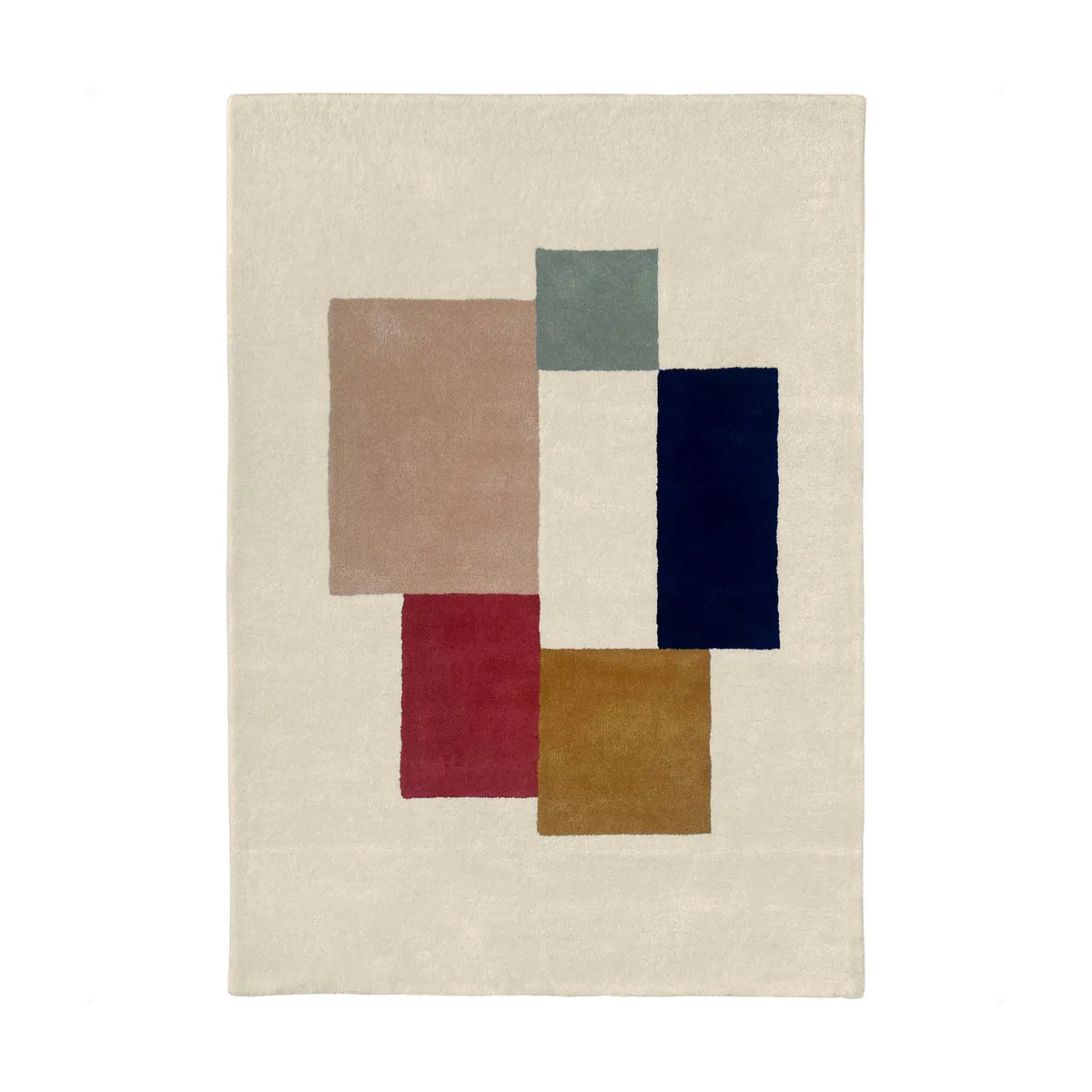 Tapis rectangulaire en laine blanc cassé 200x290 cmQuadran