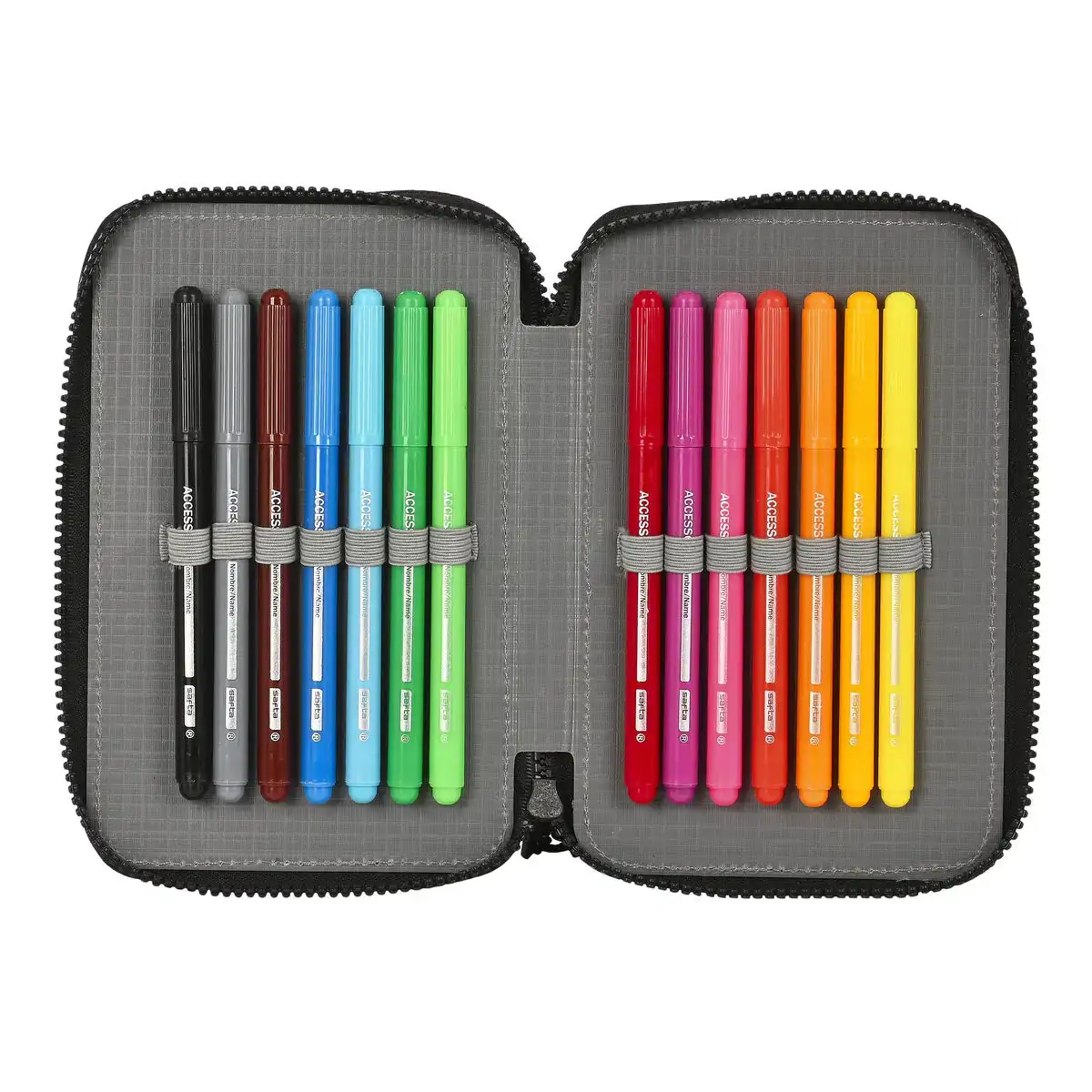 Trousse Scolaire avec Accessoires Paul Frank Campers Noir 12.5 x 19.5 x 4 cm (28 Pièces) 